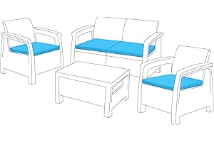 Gardenista Outdoor Seat Cushion Pads for Rattan Furniture | Garden Furniture Cushions for Keter Corfu Chairs | Water Resistant Patio Furniture Chair Padding | Soft & Durable | 4 Piece (Turquoise)