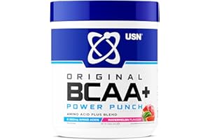 USN Power Punch BCAA Amino Acids Powder, Watermelon Flavour - 400g, Vegan BCAA Powder, Vitamin B6 & No Sugar, Pre Workout or Intra Workout Energy Drink Mix & Dietary Supplement to Maximise Performance