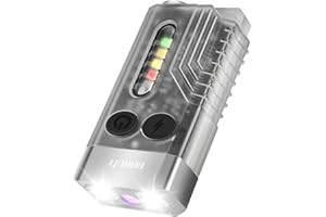 BORUIT V10 Latarka LED ładowalna 1000LM Mini latarka brelok z 365nm UV, magnesem, 14 trybami wodoodporności IPX4, przenośna latarka (Biały)