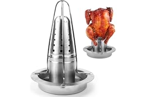 SANOU Asador de Pollos Chicken Holder Parrilla de Pollo con Bandeja de Goteo Pollo Barbacoa Soporte Soporte Asador de Pollos Pollo Asado Rack para Cocinar al Grill en Horno y Barbacoa