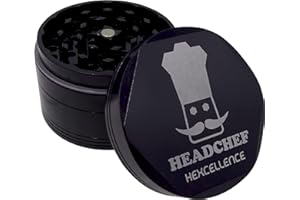 Headchef Hardcore Hexellence Ceramic Non-Stick Coated Metal Herb Grinder, 4 Piece, 62mm (Dead Blue)