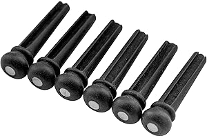 Musiclily Folk Gitarre Ebenholz Brücke Pins Ebony Bridge Pins für Akustikgitarre, Schwarz mit 3mm White Pearl Shell Dot(6 Stück)