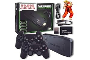 GENZO Consola Retro con 20.000 Juegos Clasicos Arcade,2 Mandos Inalámbricos 2 Jugadores,Mini Consola Portatil 64 GB,Compatible con 4K, Juegos de Consolas más Famosas de los 90': MD,SNES,PS1,PSP, GBA,NES,etc