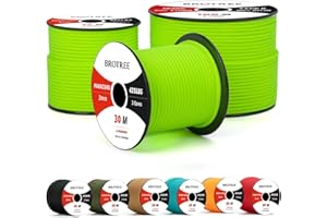 Brotree Paracord 3mm 50M Corda 100% Nylon Tipo II 3 Fili Corda Paracord 425 per Esterno, Artigianato, Fatto a Mano - 192 kg Carico di Rottura (Neon Verde)