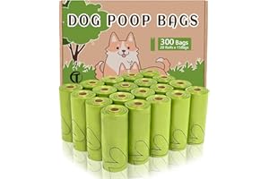 AITODOS TA AiTodos® 300 Sacs à Caca, PET + Amidon de Maïs - 31 x 23CM - Vert (20 Rouleaux, 15 Paquets Chacun)