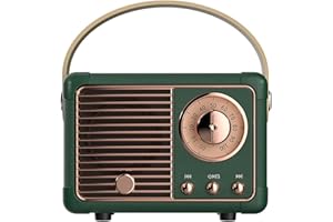 FESOKLAF Głośnik Bluetooth w stylu retro, vintage ze staromodnym klasycznym stylem, głośna głośność, bezprzewodowe połączenie Bluetooth 5.0, obsługa karty TF, dysku U i wejścia audio AUX (zielony)