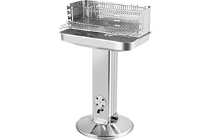 TLGREEN Grill na węgiel drzewny, stal nierdzewna, grill kolumnowy, grill na kemping, plażę, do ogrodu, na imprezę, z rusztem do grillowania z 5-stopniową regulacją wysokości, kosz do przechowywania, pojemnik