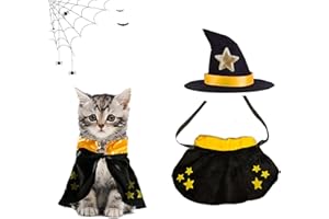 EMHTHME Haustiere Vampir Kostüm, Halloween Haustier Kostüm Set, Haustiere Katze Umhang Hut, Haustiere Cosplay-Kostüm, Halloween Vampir Kostüm Halloween Haustiere Umhang Und Hut Haustier Cosplay Kostüme