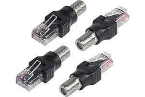 CERRXIAN 4 pièces RF vers RJ45 convertisseur coaxial RF femelle vers RJ45 mâle adaptateurs de baril coax pour testeur de ligne