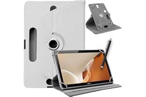 SELLING UNITED SU 10 inch Tablet Case - Universal Stand Case Folio Cover Magic Leather 360° Rotating Case Fits for ALL 10in Inch & 10.1in Inch Tablets + Stylus Pen (White)