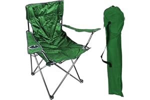 BEEK LEX Sedia Pieghevole Verde Sedia da Campeggio Pesca, Bevanda Titolare