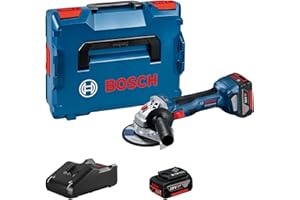‎BOSCH PROFESSIONAL Bosch Professional 18V System Akku Winkelschleifer GWS 18V-7 (inkl. 2x 4.0Ah Akku, GAL 18V-40, Zusatzhandgriff, Aufnahmeflansch, Schutzhaube, Spannmutter, Zweilochschlüssel, Einlage, L-BOXX)