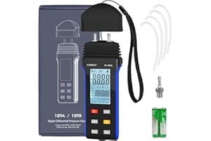 AIOMEST Manómetro Digital Medidor de Presión de Gases ±2 psi / ±13.79 kpa, Profesional Medidor de Flujo de Aire Doble Puerto AI-189A para HVAC y Calefacción​