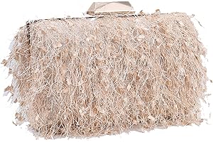 CORIOS Mała kopertówka dla kobiet, puszysta torebka wieczorowa na ramię z odpinanym łańcuszkiem torebka ślubna dla panny młodej, elegancka torba crossbody, na wesele, koktajl, studniówkę, imprezę