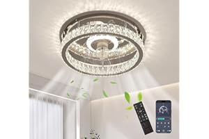 MIIR Ventilatore Da Soffitto Illuminato 36W Con Ventola Ventilatore Da Soffitto Moderno In Cristallo LED Con Telecomando, Timer Silenzioso, 6 Velocità Del Vento Camera Da Letto Soggiorno Cucina Plafoniera