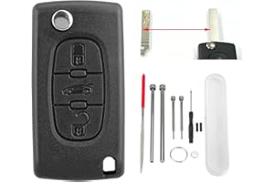 VAILIKEY 3 Tasten Klappschlüssel-Fernbedienungsgehäuse Für Peugeot 207 307 308 407 607 807 Citroen Dispatch Picasso Berlingo C1 C2 C3 C4 C5 C6 Grand Xsara mit Werkzeuge zum Entfernen von Stiften (VA2 CE0536)