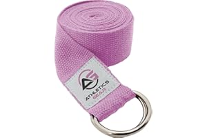 ATHLETICS GEAR AG Yoga Strap Belt with Metal D-Ring Buckle, 6ft long & 1.5 inch wide, Made with Durable Cotton for Stretching and Flexibility