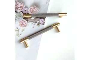 PEXINTEK 6 Pack Cabinet Handles, Gold Modern Handles, Furniture Handles, 128 mm, Hole Spacing, Door Handles, Kitchen Drawer Handles, Vintage Handles for Kitchen Cupboards, Chest of Drawers (golden grey)