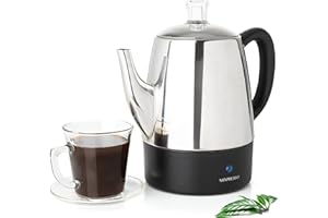 Mixpresso Small Percolator Coffee Pot Electric 4 Cup, Stainless Steel Coffee Maker, Coffee Percolator Electric With Keep Warm Function, 4 Cups Stainless Steel Perculator With Basket