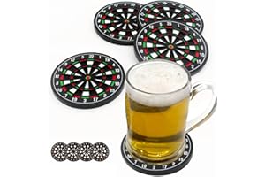 MEDOYOH 4er-Set Dartscheibe Getränke Untersetzer, rutschfeste Bieruntersetzer Waschbare Lustige Untersetzer Hitzebeständig für Kaffee Bierbecher Wein Glas Flasche Home Pub Bar
