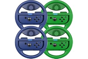 COODIO Volant Switch, Racing Wheel Joy Con, Volant de Course Pour Mario Kart 8 Deluxe / Nintendo Switch & Modèle OLED, L Vert / L Bleu (Pack de 4)