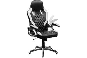 Precision Synergie Gaming Chair for Adults, Ergonomic Office Chair for home, PU Leather Computer Chairs With Flip-up Armrests & Tilt function, Desk Chairs for bedroom, Gamer Chair Black-white