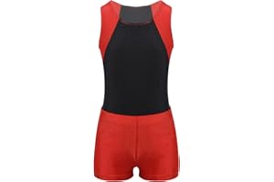 Nyeemya Jungen Turnanzug Ballettanzug Turntrikot Ballett Tanzbody Ärmellose Gymnastikbody + Shorts Wettkampf Tanzbekleidung