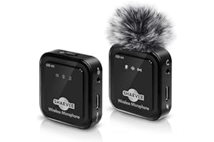 Shaevle Lavalier Wireless Microphone für iPhone/Android/PC/Kamera, 50M Reichweite Bluetooth Mikrofon, Clip-on Mic mit Rauschunterdrückung, für Vlog YouTube Tiktok Interview