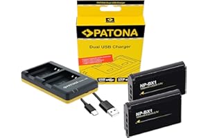 HOOSTER Zubehör Set für die Sony RX100 V VI VII u.a. | 2 Akku und USB-C Ladegerät kompatibel mit Sony NP-BX1 (1090mAh) | Akku-Gehäuse aus feuerhemmenden V1 Material