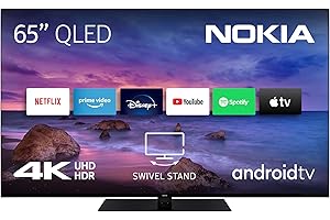 Nokia 65 Zoll (164 cm) QLED 4K UHD Fernseher Smart Android TV (HDR10, DVB-C/S2/T2, Netflix, Prime Video, Disney+) - QN65GV315ISW - 2023