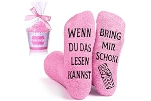 BHGWR Lustige Geschenke für Frauen Socken, Witzige Kuschelsocken mit Spruch WENN DU DAS LESEN KANNST BRING MIR SCHOKI Socken Geburtstagsgeschenk Valentinstag Jahrestag Weihnachten Geschenke für Sie Rosa