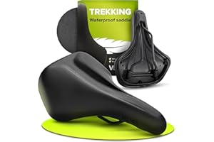 VELMIA Sillín de bicicleta 100% impermeable, sin costuras y diseño ergonómico, cómodo sillín de bicicleta para hombre y mujer, ideal para bicicletas eléctricas, trekking y ciudad, así como bicicletas