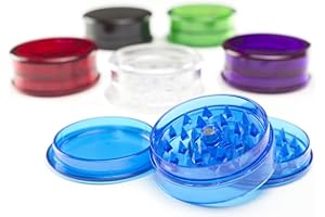 BARGAIN VILLAGE Plastic Herb Magnetic Grinder 3 Part Shark Teeth Assorted Colours (Blue)
