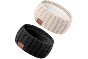 DRESHOW Diadema de Punto Cálido para Mujer Calentador de Orejas de Invierno Diademas de Ganchillo Bandas Gruesas para el Pelo de Lana