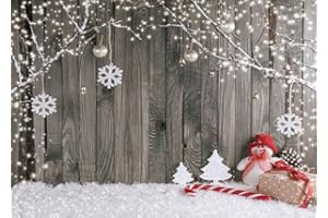 LYWYGG 7X5FT Frohe Weihnachten Weihnachten Hintergrund Schnee Boden Foto Hintergründe Holzwand Fotografie Kulissen für Kind CP-70