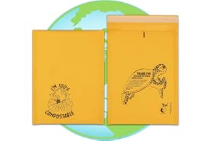 GREEN PLANET PACKING Compostable Padded Envelopes A4, A5, A6, Bubble Mailers Eco Friendly Bubble Wrap Envelope, 20pk Gold (14cm x 17.5cm)