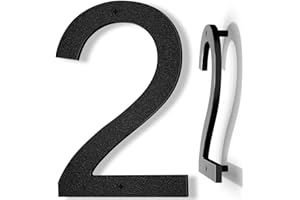 Yafimea 20 cm House Number, Black, Large Weatherproof Plastic House Number with Screw Mounting, 3D Floating Effect for Outdoor, Wall or Fence (2)