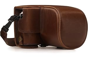 MegaGear MG1452 Olympus Pen E-PL9 (14-42 mm) etui ochronne ze skóry z paskiem na ramię ciemnobrązowy