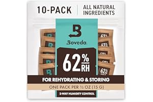 Boveda pour le stockage d'herbes | régulateur d'humidité dans les 2 sens à 62% d'HR | taille 4 pour maximum 15 g de fleurs | empêche la perte des terpènes | 10 sachets