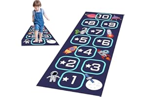 PKRFCJ Hopscotch Rug, Hop Scotch Inside Rug for Kids, Hopscotch Mat, Non-Slip and Durable, Easy to Clean Carry, for Bedrooms, Living Rooms, Daycare Centers, Preschools, Playrooms and Other Places