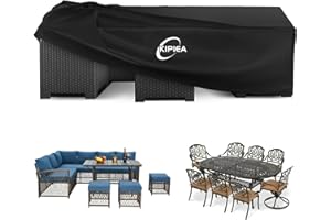 Kipiea Large Garden Furniture Covers Waterproof, 420D Oxford Fabric Furniture Set Covers for Outdoor Table & Chairs, Patio Rattan Furniture Cover Windproof, Anti-UV, No Tear - 250 x 250 x 71cm