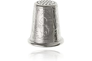 Designer Inspirations Boutique Victorian Foliate Engraved Thimble for Hand Sewing Quilting Needlework - Solid 925 Sterling Silver - Needle Finger Tips Protector Shield - 20mm W X 22mm H