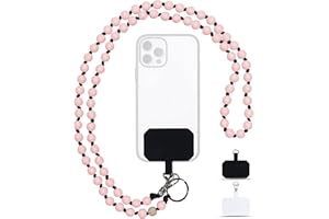 Nedimoo Handykette aus Holzperlen, Universal, Kette, Schlüsselband, Necklace, Lanyard. das Handyband zum Umhängen ist kompatibel mit jedem Handy wie Apple iPhone, Samsung, Xiaomi (Rose)
