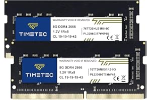 Timetec 16GB KIT(2x8GB) DDR4 2666MHz (DDR4-2666) PC4-21300 (PC4-2666V) Non-ECC Unbuffered 1.2V CL19 1Rx8 Single Rank 260 Pin SODIMM Laptop Notebook PC Computer Memory RAM Module Upgrade