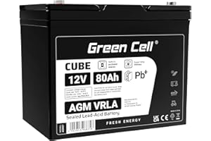 GREEN CELL GreenCell® Batteria AGM 12V 80Ah al piombo accumulatore sigillata VRLA Senza manutezione ricaricabile Batterie di ricambio ermetica | Barca | Sedia a rotelle | Sistema Solare | Camper | Campeggio