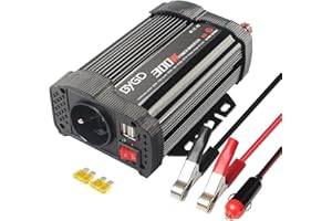 BYGD Convertisseur 12v 220v, 300W/600W convertisseur Allume Cigare Prise Electrique, transformateur 12v 220v avec 1 Prise française et 2 Ports USB