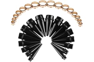 Crdifu 16 pares Kit de Estiramiento de Oreja Tapones Acrílico Acero quirúrgico Calibres Grandes Expansores Túnel Piercing Joyería