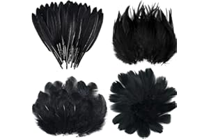 ARROMI 300 Stück Schwarze Federn, Schwarze Federn, Federn Basteln Schwarz, Bastelfedern Schwarz, Für Hochzeit, Zuhause, Dekoration, Ohrringe, Basteln,Traumfänger, Halloween-Urlaubsparty ﻿