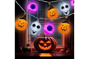 NAMOUK Decoration Halloween, 3 mètre 20 LED Guirlande Lumineuse, 3D Citrouille e Fées Lumières Halloween Decoration Exterieur, Deco Automne pour Jardin Balcon Noël Maison Arbre Fête Déco Intérieur Extérieur
