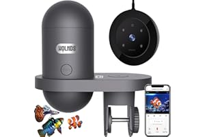 Alimentador Automático de Peces - Dispensador de Comida para Peces WOLMDS con Cámara 2.5K y Control WiFi/App|Capacidad de 350ML,Comedero a Prueba de Humedad Ideal para Vacaciones y Acuarios